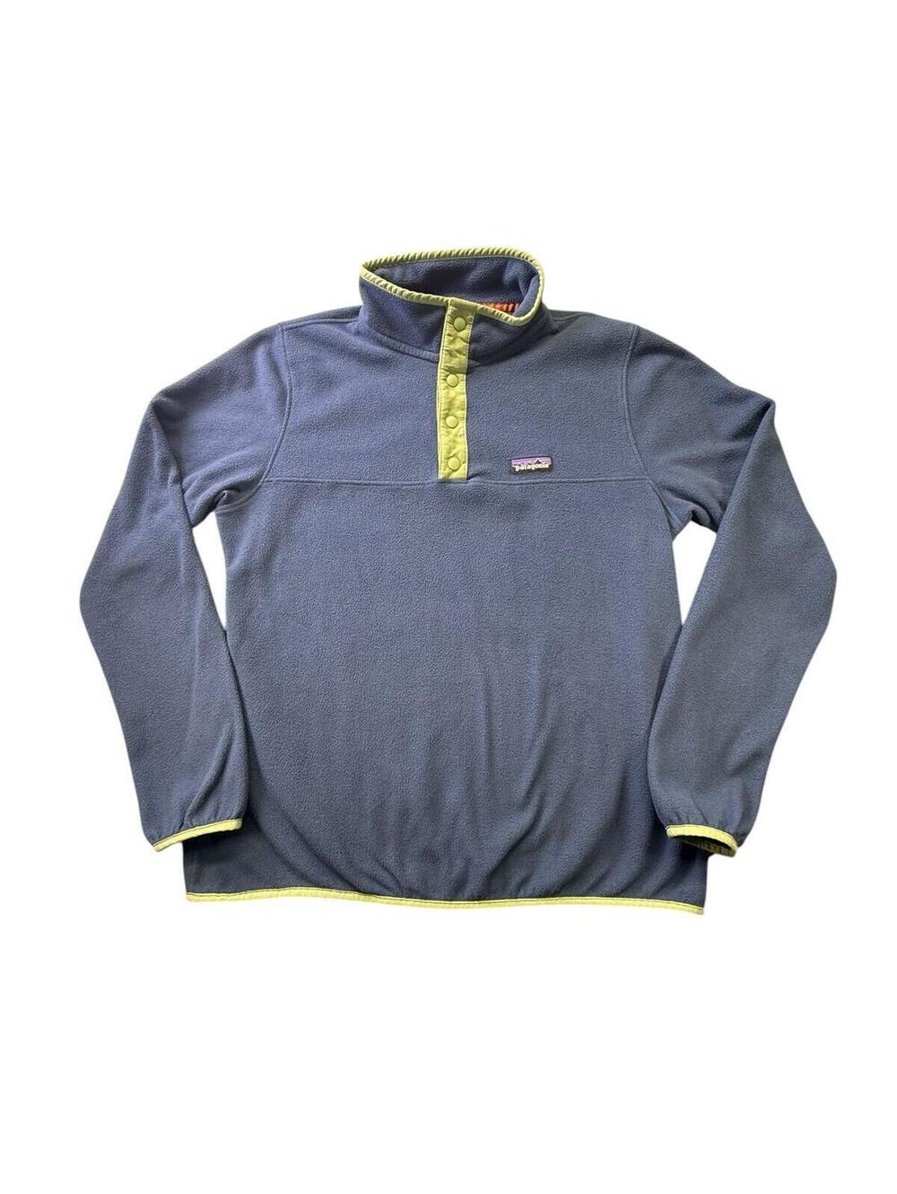Patagonia Jacket Womens large Blue Green Micro D Snap-T Pullover Fleece